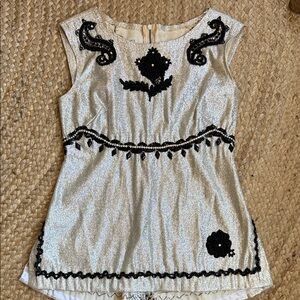 Fabulous Vintage Silver Beaded Rhinestone Top!Perfect for Hollywood party Sz S